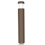 24W - LED Bollard Light | Circular Flat Style with 33 Inch Pole, 3,360 Lumens, Color Selectable 30K/40K/50K, Clear Lens, Bronze