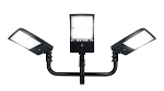 NextGen IV Series - Light Pole Package | 3 x 300 Watt Parking Lot Light + Triple Tenon Adapter, Black Bullhorn