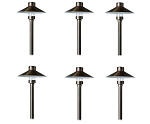 6 Pack-4W Dorin Series - LED Landscape Path Light | Solid Brass, 3000K G4 Bulb Included, 12v DC Low Voltage Lights