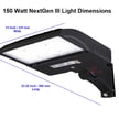 150W NextGen III Series - LED Parking Lot Light | High Voltage 277-480V, 21,000 Lumen, 5000K, Black, ARM Mount, Without photocell