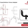 Quad Bullhorn Mount | Quad Tenon Adapter, 4 Light Pole Adapter for Slip Fit, Goes Over Tenon 2 3/8 inch, Black