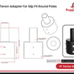 Tenon Adapter | For 5 inch Round Pole, Light Pole Adapter for Slip Fit, Black