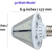 50W Oberon II Series - LED Post Top/High Bay Bulb |  Interchangeable E39/E26 Base, Reversible, 6,000 Lumens, 5000K, DLC Premium 5.1