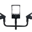 NextGen IV Series - Light Pole Package | 3 x 300 Watt Parking Lot Light + Triple Tenon Adapter, Black Bullhorn
