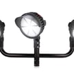 StadiumPro V Series - Light Pole Package | 3 x 500 Watt Sports Light 40° Lens + Triple Tenon Adapter, Black Bullhorn