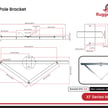 Wood Pole Light Bracket - Four Light Version  - Brown Housing 