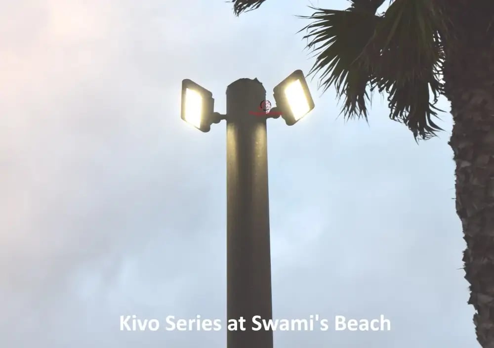 Knuckle conduit mount with LED flood light installed on pole