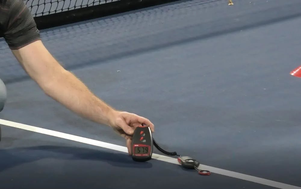 58fc footcandle reading on meter after LED tennis court light installation