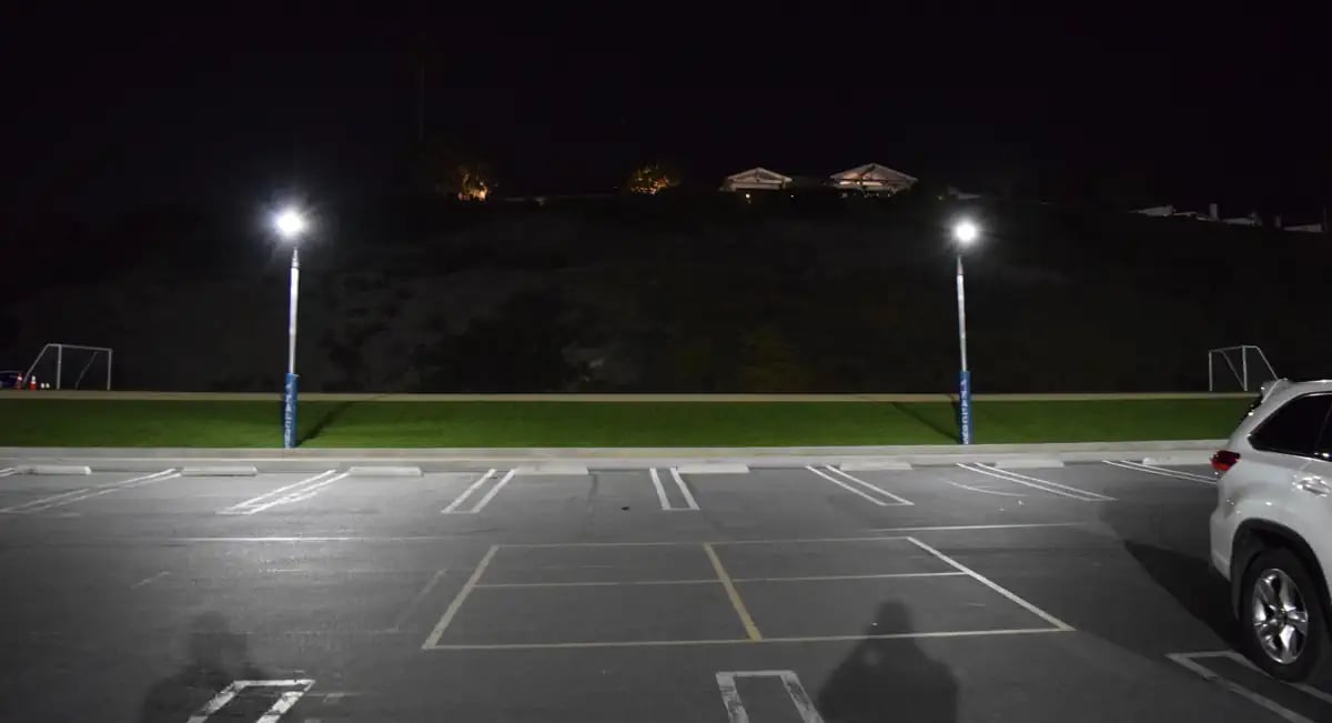 solar parking lot lights installed