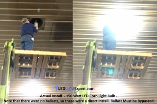 DLC listed LED corn light installed in warehouse