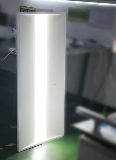 2x4 LED troffer light installed in ceiling