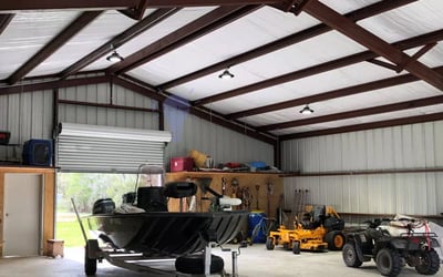 LED warehouse lights installed in barn facility