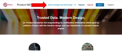 UL Product iQ database home page search interface