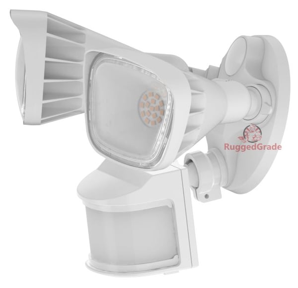 dual-head 20 watt LED security flood light with motion sensor