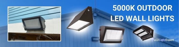 5000K outdoor LED wall lights on commercial facade