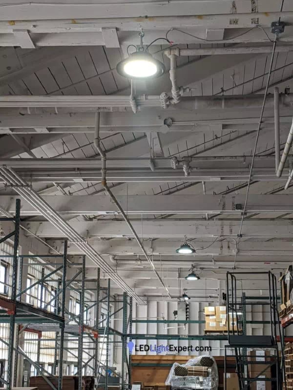 LED commercial warehouse lighting installed in distribution center