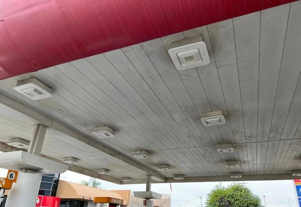 LED gas station canopy installed