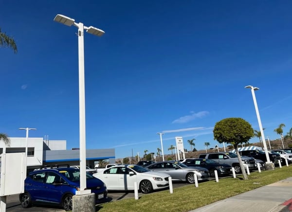 Car Dealership Lights Outdoor - LED fixtures on dealership lot