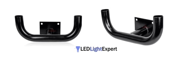 Double arm bullhorn example - dual tenon adapter for LED fixtures