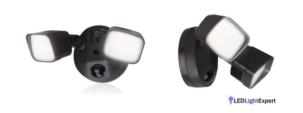 Noctara Series LED 2-head security light with photocell and motion sensor