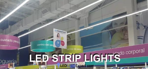 LED strip lights installed in a workspace
