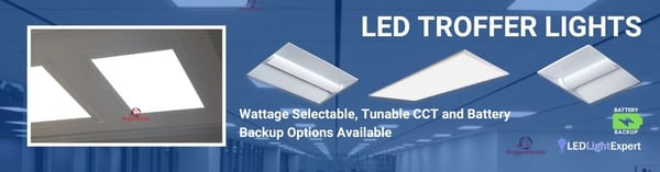 LED troffer lights for classroom ceilings