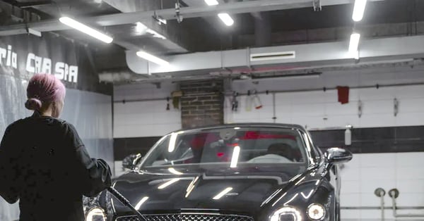 LED vapor-tight lights installed at a car wash
