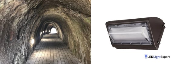 LED wall lights used in tunnel application