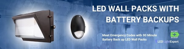 LED wall packs with battery backup