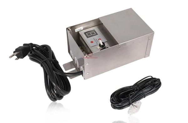 Landscape light transformer box close-up