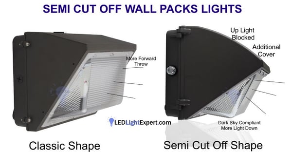 LED semi-cutoff wall pack light fixture