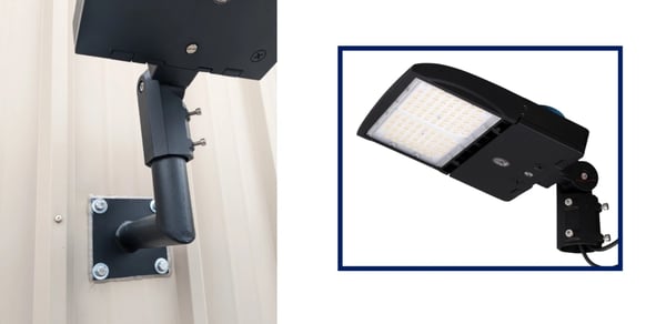 Single arm bullhorn adapter - slip-fit flood light LED fixture