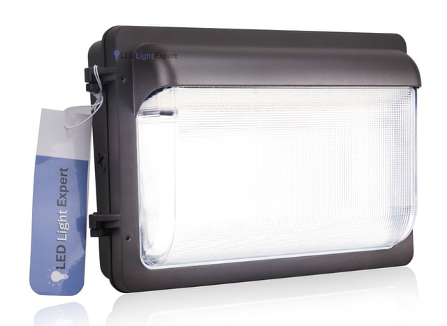 100W - Elvora Series - LED Wall Pack with Photocell - Color Selectable 30K/40K/50K - Brown Housing - LED Light Expert