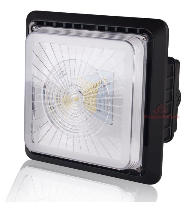 100W Polaris II Series - LED Canopy Light | 13,700 Lumens, Ultra Efficient LED Canopy Light, Parking Garage Light, 5000K, DLC Premium 5.1, Brown