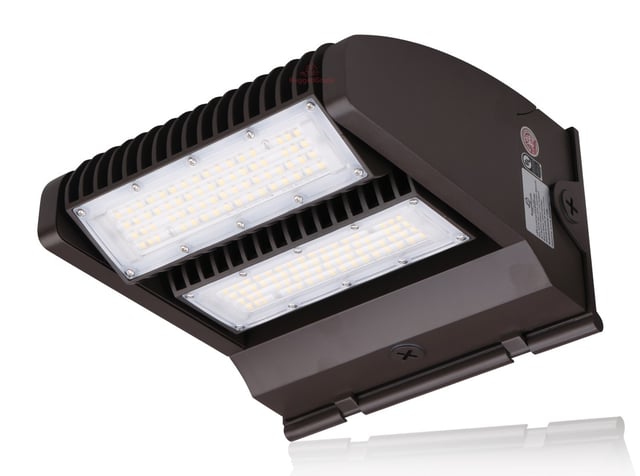 120W Rotate IV Series - LED Wall Pack | 17,100 Lumen, 4000K, Rotating Panels, DLC Premium 5.1, Brown