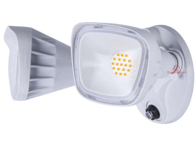 20 Watt - Turin II Series LED Security Wall Light - Adjustable LED Flood Light - White - 1,750 Lumen - Dusk to Dawn (photocell sensor) - 3K/4K/5K - Square Heads 