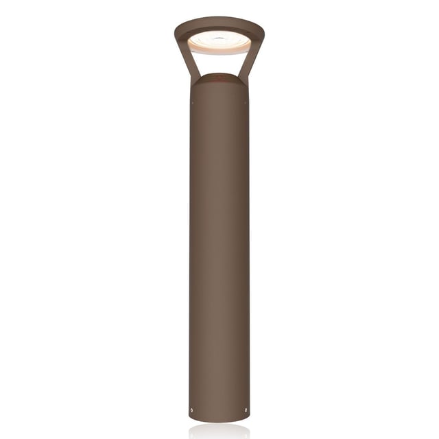 24W - LED Bollard Light | Circular Post Top Style with 33 Inch Pole, 3,360 Lumens, Color Selectable 30K/40K/50K, Clear Lens, Bronze