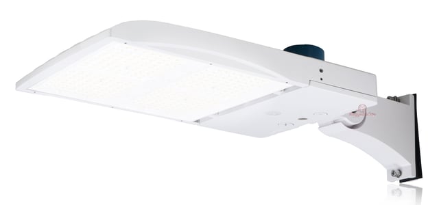 300W NextGen IV Series - LED Parking Lot Light | 277-480V, Shoebox with Photocell, 45,000 Lumen, Color Selectable 30K/40K/50K, Arm Mount, White