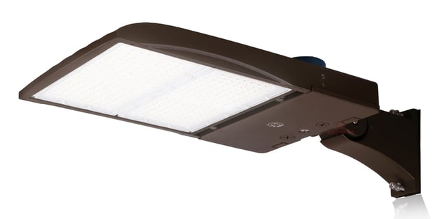 300W NextGen IV Series - LED Parking Lot Light | Shoebox with Photocell, 45,000 Lumen, Color Selectable 30K/40K/50K, Arm Mount, Brown