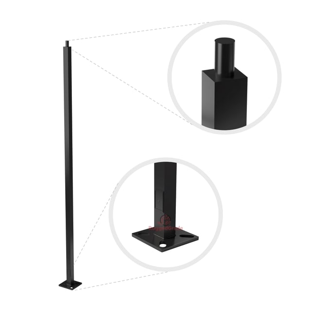 30 Foot Light Pole- 5 inch Square Tube light Pole - Black - Premium Surface Mount Light Poles