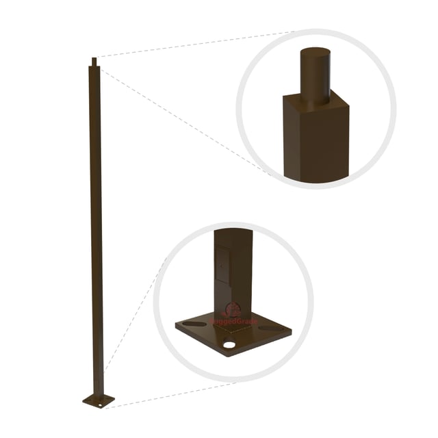 12 Foot Light Pole - 4 inch Square Anchor Base Pole - Dark Brown/Bronze Housing