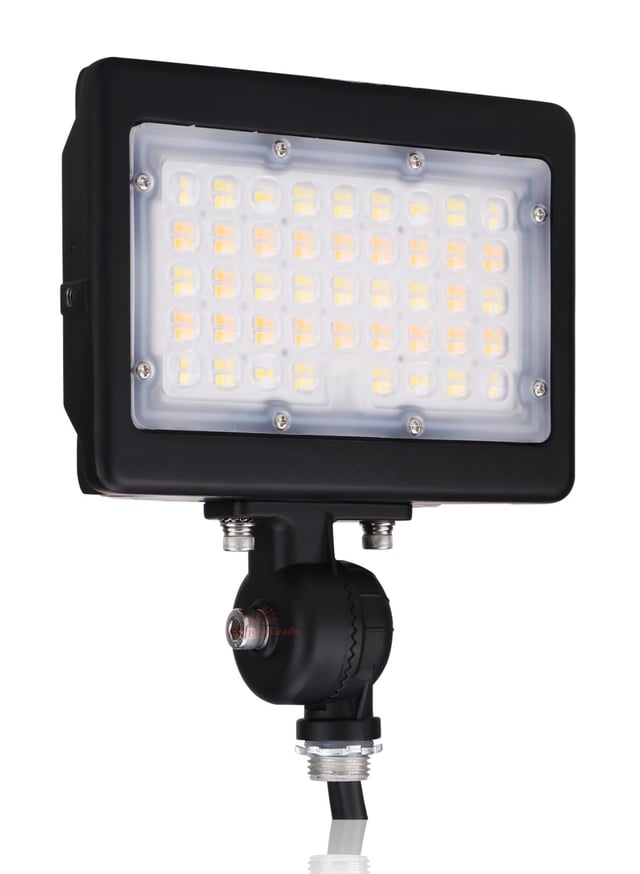 30W Kivo II Series - LED Flood Light | With Photocell, 4,350 Lumens, Color Selectable 30K/40K/50K, Knuckle Conduit Mount, DLC Premium 5.1