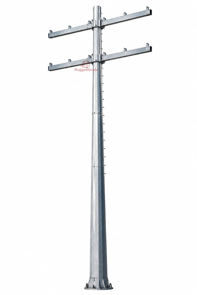 60 Foot Stralos Series - Stadium Light Pole | High Mast Steel Pole, Soccer or Football Field Ready, Crossbeams Included