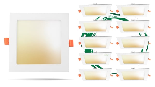 8-Pack - 15W Kalo RD Series -  LED Recessed Can Light with Junction Box | 6 Inch, Slim Square Design, Color Selectable 27K/30K/35K/40K/50K
