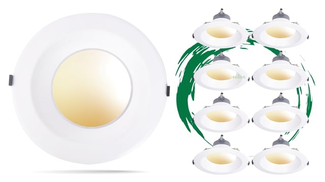 8-Pack - 22W Kalo XO Series - Commercial LED Ceiling Down Light | 6 Inch, Color Selectable 27K/30K/35K/40K/50K