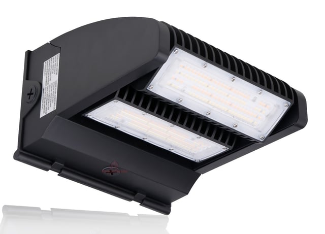 80W Rotate IV Series - LED Wall Pack | With Photocell, 11,400 Lumen, Color Selectable 30K/40K/50K, Black Housing