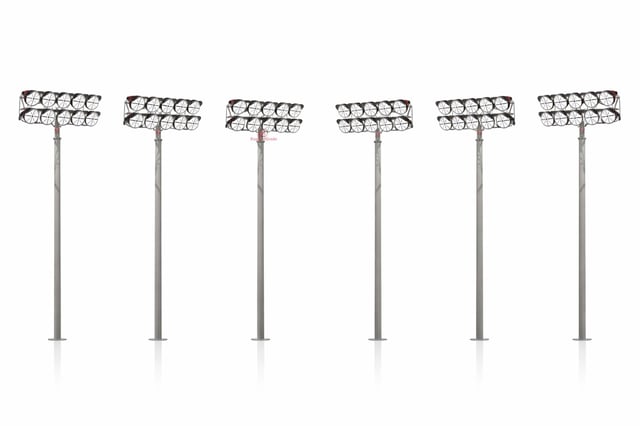 StadiumPro V Series - Light Pole Package | Great for Stadium Lighting, 6 x 60 Foot Sports Light Pole with Cross Beams + 72 x 500W LED Sports Light