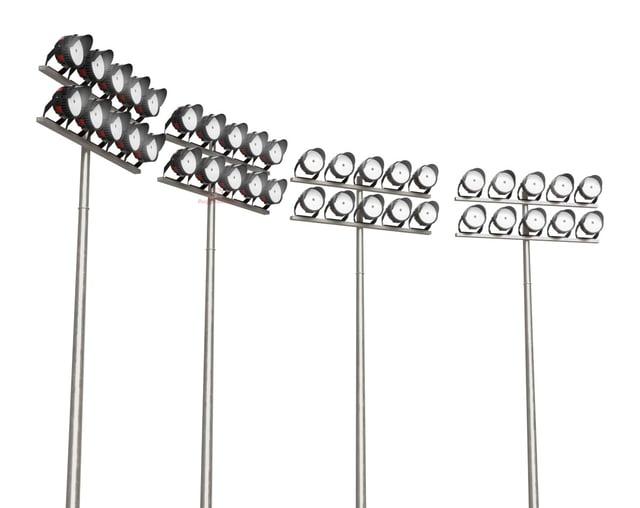 StadiumPro V Series - Light Pole Package | Great for Stadium Lighting, 4 x 60 Foot Sports Light Pole with Cross Beams + 40 x 500W LED Sports Light