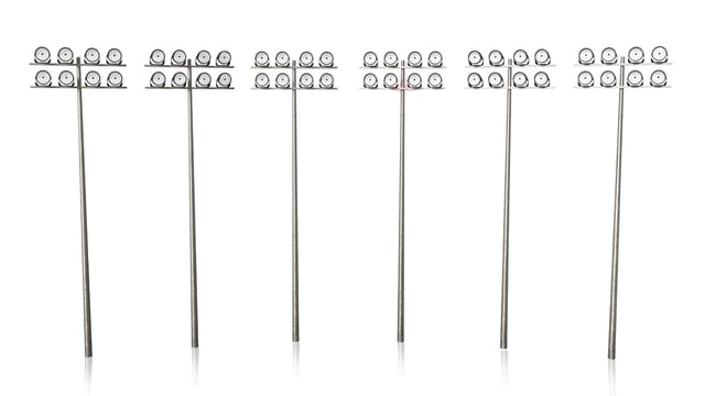 StadiumPro V Series - Light Pole Package | Great for Stadium Lighting, 6 x 60 Foot Sports Light Pole with Cross Beams + 48 x 500W LED Sports Light