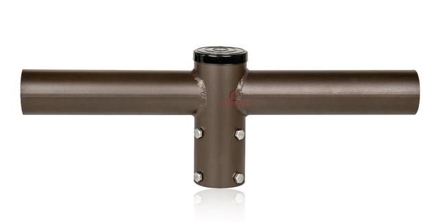 Dual Bullhorn Mount | Double Tenon Adapter for 2 3/8 inch Round Pole, Single Tenon to Double, 180 Degree Spoke, Light Pole Adapter for Slip Fit Mount, Bronze/Brown